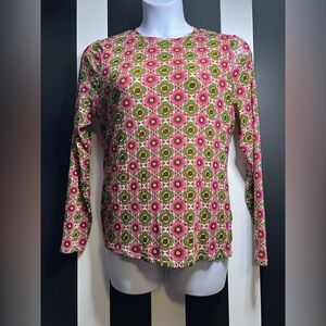 PENDING Int’l Concepts Floral Long Sleeve Mesh Top - Pink & Olive w/ Lining